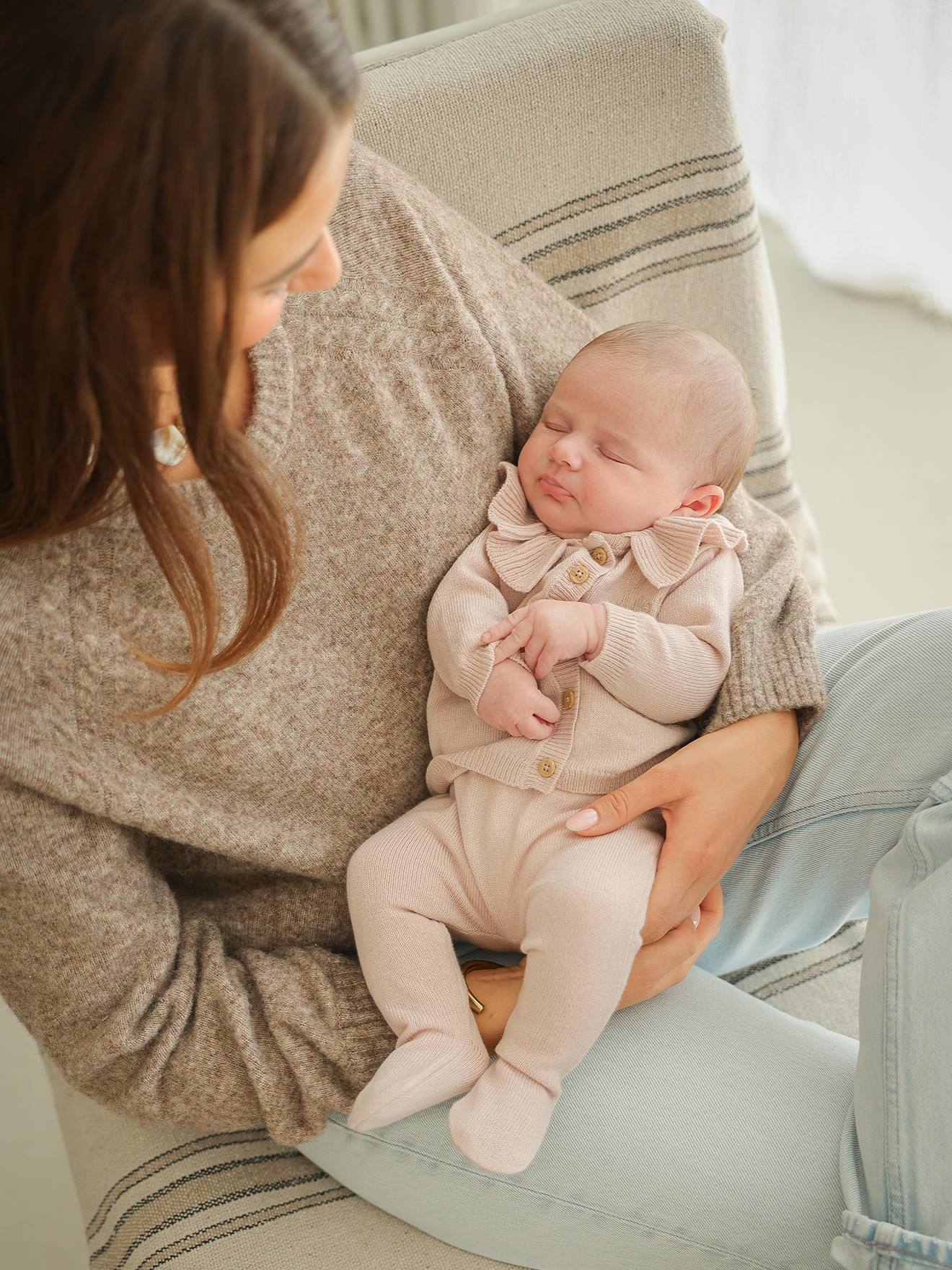 Ensemble naissance laine et cachemire personnalisable blush (Envie De Fraise) - Image 1