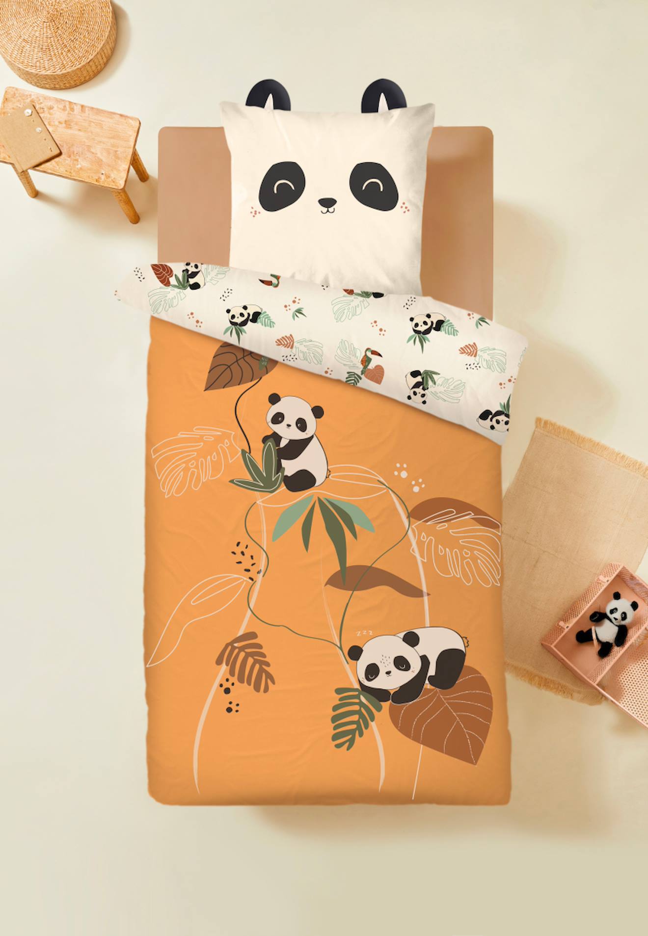 Housse De Couette Enfant + Taie D'oreiller Nael Marron