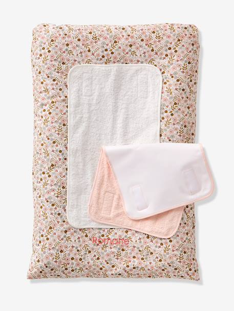 Vertbaudet - Matelas à langer + 2 tapis de change personnalisable FLORA blanc imprimé