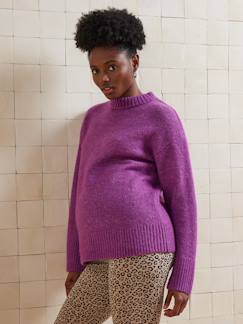 Vêtements de grossesse-Pull col rond grossesse maille jersey avec laine