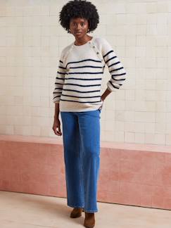 Vêtements de grossesse-Allaitement-Pull style marinière grossesse et allaitement ouvertures raglan
