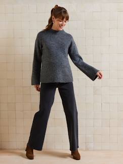 Vêtements de grossesse-Pull col rond grossesse maille jersey avec laine
