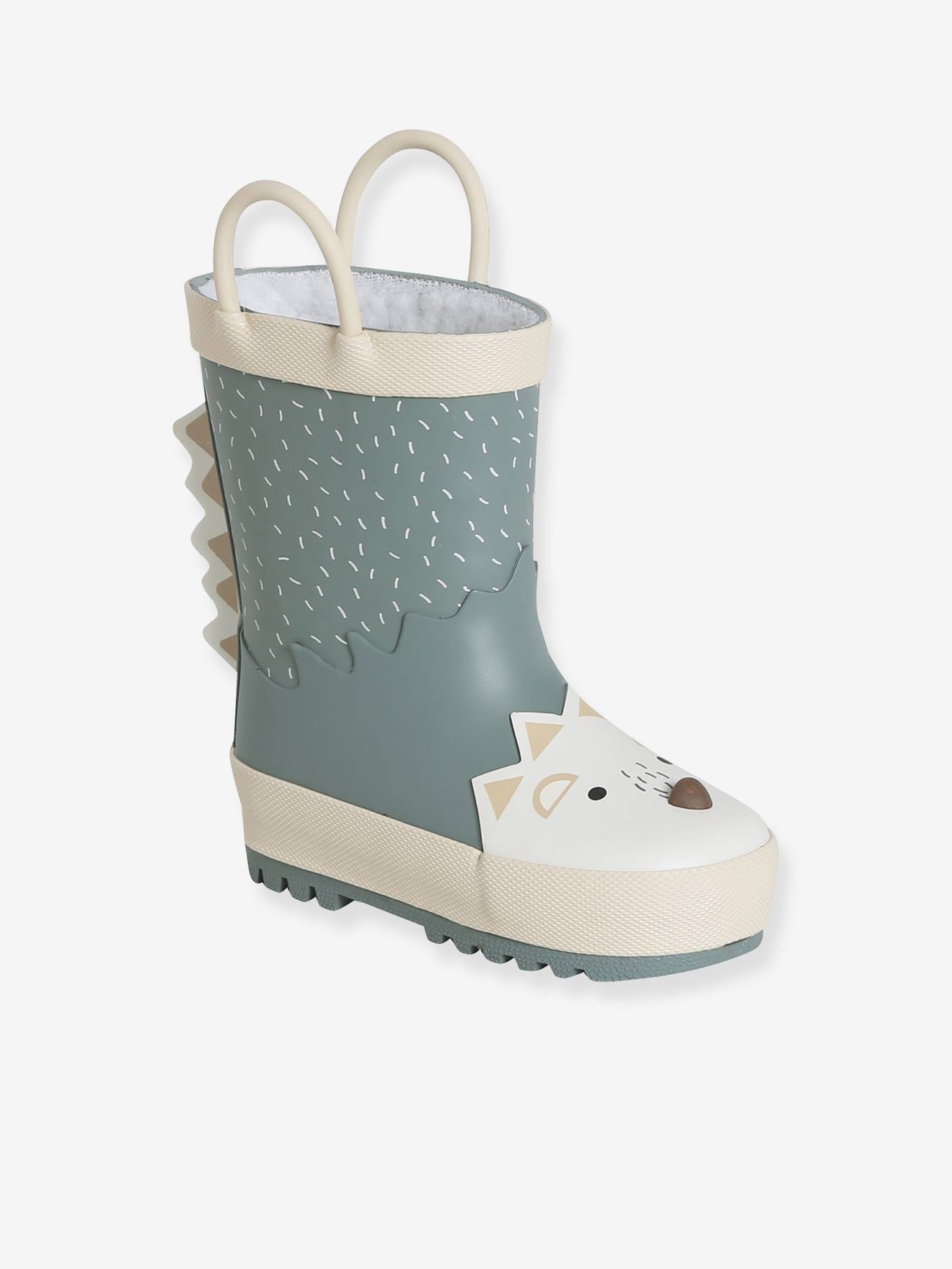 Bottes de pluie bébé détails ludiques vert imprimé