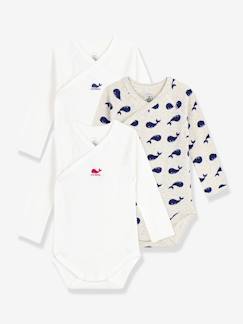 -Lot de 3 bodies croisés manches longues imprimés bébé