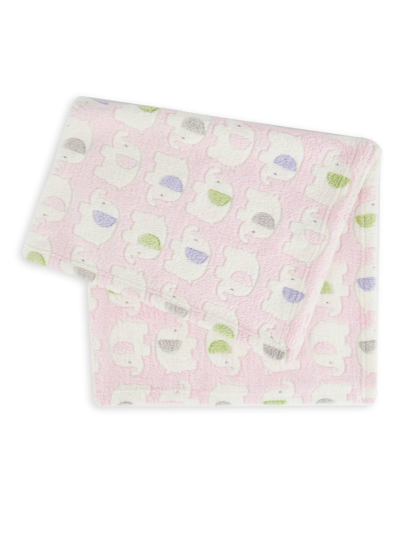 Couverture Bébé En Polaire - Beige Éléphants Rose