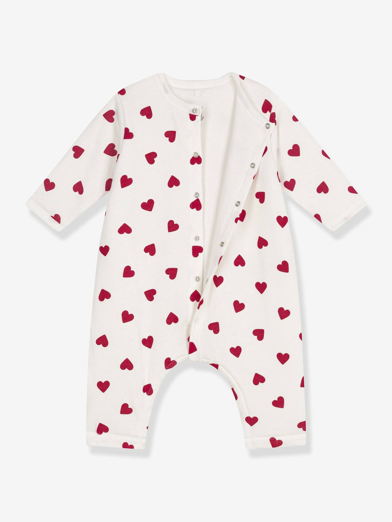 Combinaison ouatinée bébé en coton imprimé coeurs blanc