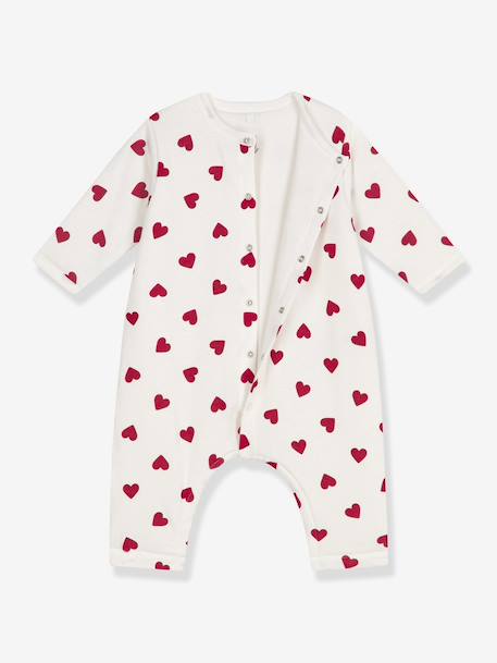 Bébé-Salopette, combinaison-Combinaison ouatinée bébé en coton imprimé coeurs