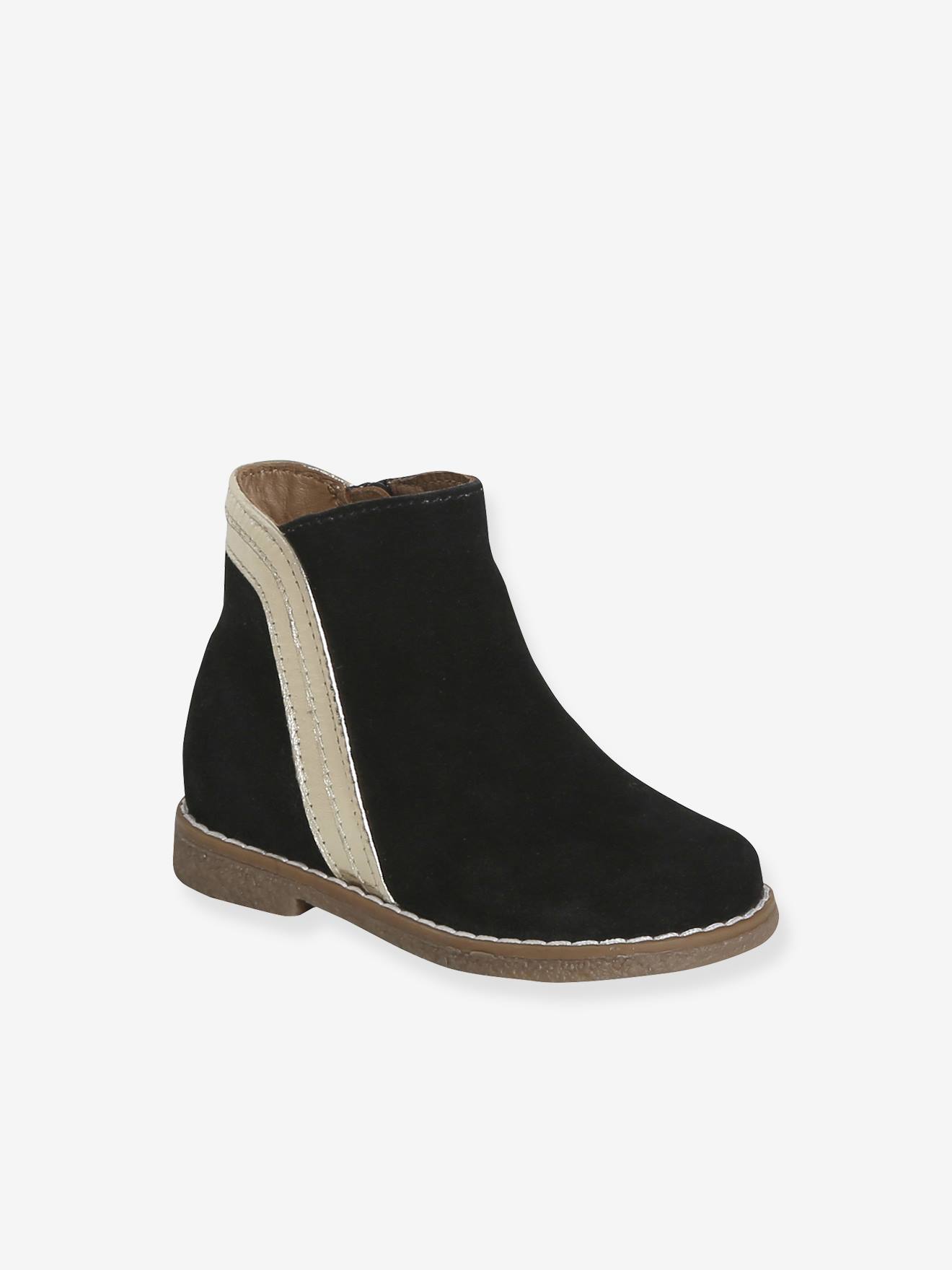 Boots bébé fille cuir zippées noir