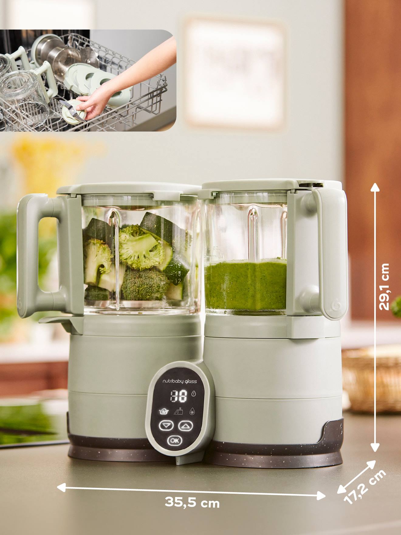 Nutribaby Glass + 2 babybols biosourcés 250 ml vert (Babymoov) - Image 1