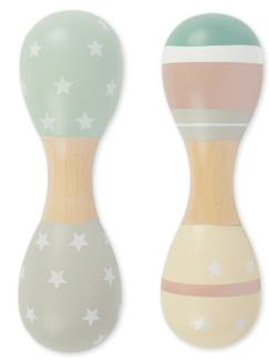 Jouet-Premier âge-Hochets en bois lot de 2 - motif faon