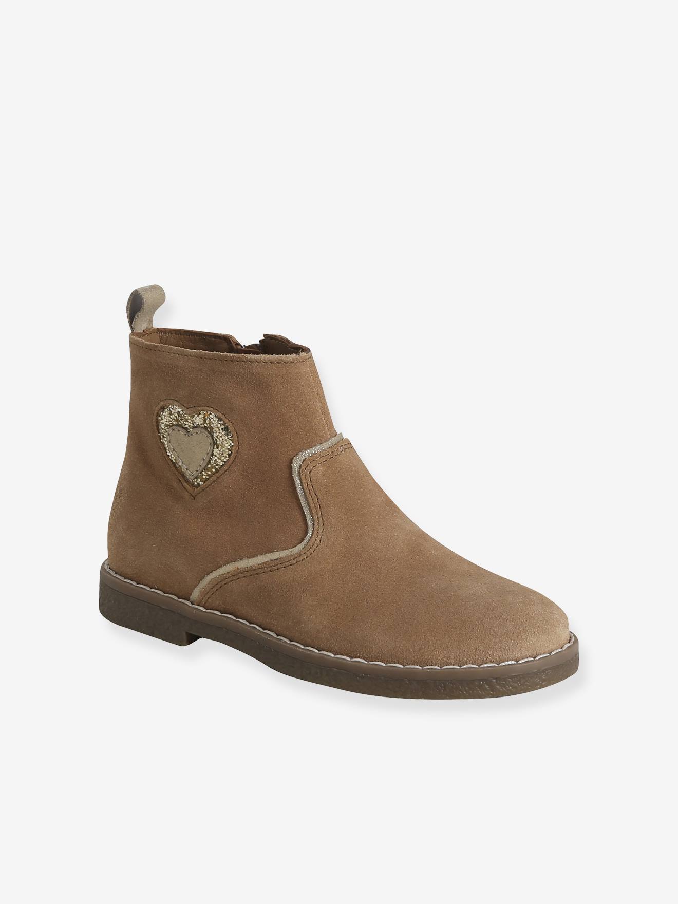 Boots enfant fille en cuir zippes camel 29 €