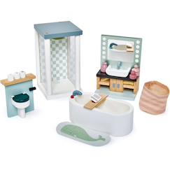 Jouet-Jeux d'imagination-Mobilier pour poupée salle de bain en bois