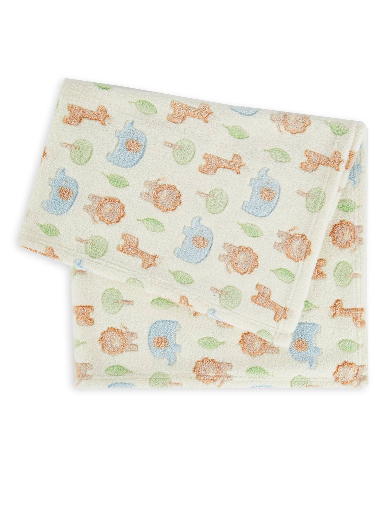 Couverture Bébé En Polaire - Beige Animaux Du Zoo