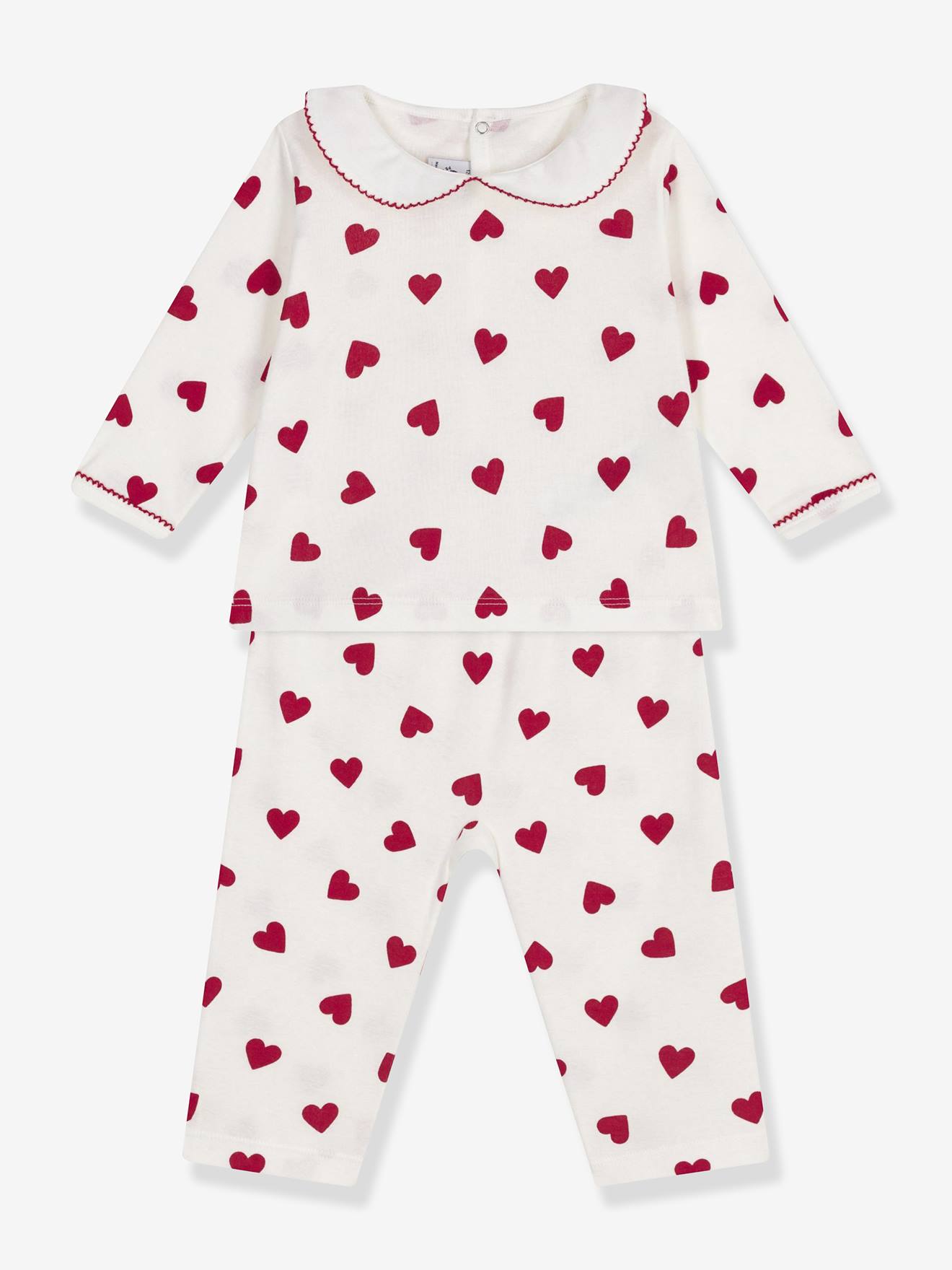 Pyjama 2 pièces bébé imprimé coeurs blanc
