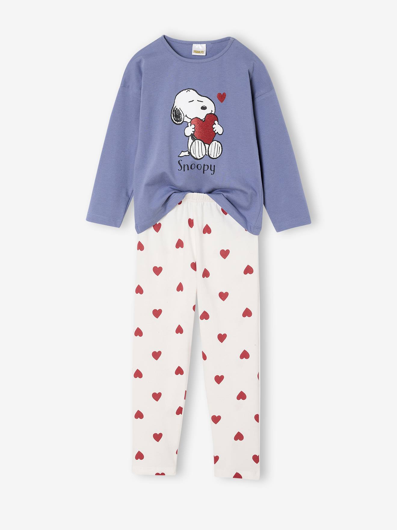 Pyjama fille Peanuts Snoopy bleu grisé/imprimé