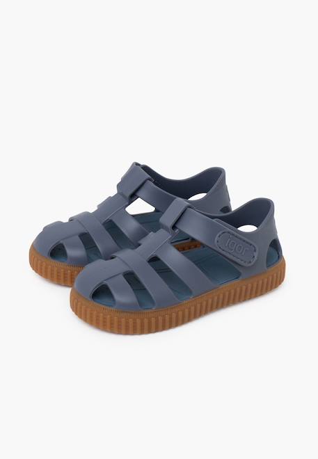 Sandales plastique semelle caramel Bleu+Ivoire 4 - vertbaudet enfant 