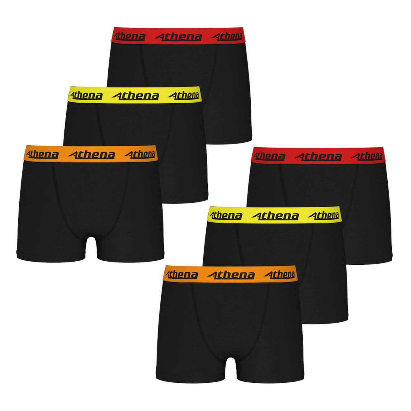 Lot De 6 Boxers Ecopack Trio Choc Noir, Rouge, Jaune