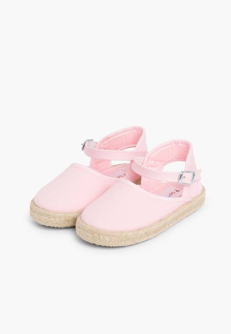 Espadrilles enfant avec fermeture à boucle Blanc+Rose+Rose pâle+Sable 10 - vertbaudet enfant 