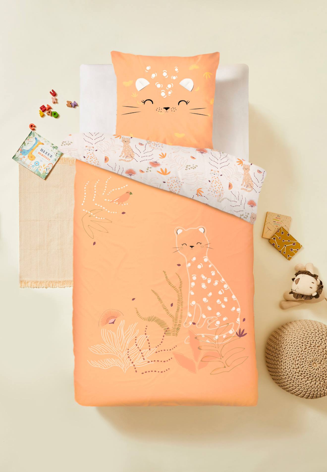 Housse De Couette Enfant + Taie D'oreiller Tchatcha Peche