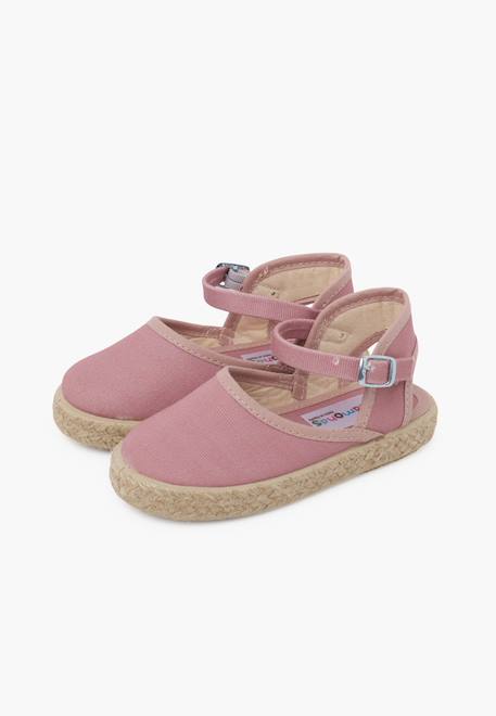 Espadrilles enfant avec fermeture à boucle Blanc+Rose+Rose pâle+Sable 16 - vertbaudet enfant 