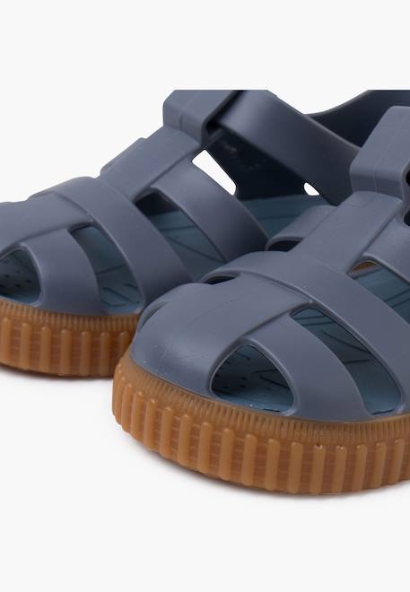 Sandales plastique semelle caramel Bleu+Ivoire 6 - vertbaudet enfant 