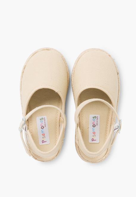 Espadrilles enfant avec fermeture à boucle Blanc+Rose+Rose pâle+Sable 23 - vertbaudet enfant 