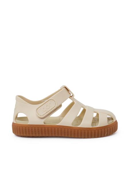 Sandales plastique semelle caramel Bleu+Ivoire 7 - vertbaudet enfant 