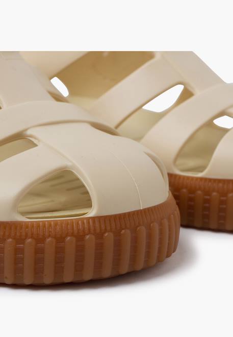 Sandales plastique semelle caramel Bleu+Ivoire 12 - vertbaudet enfant 
