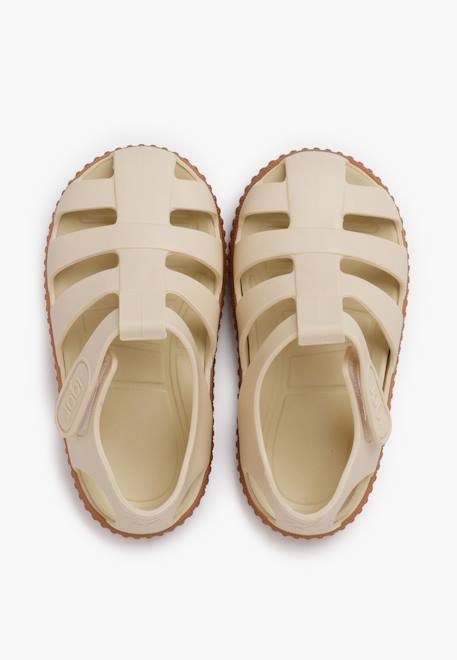 Sandales plastique semelle caramel Bleu+Ivoire 11 - vertbaudet enfant 
