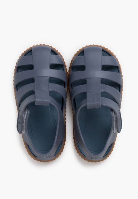 Sandales plastique semelle caramel Bleu+Ivoire 5 - vertbaudet enfant 