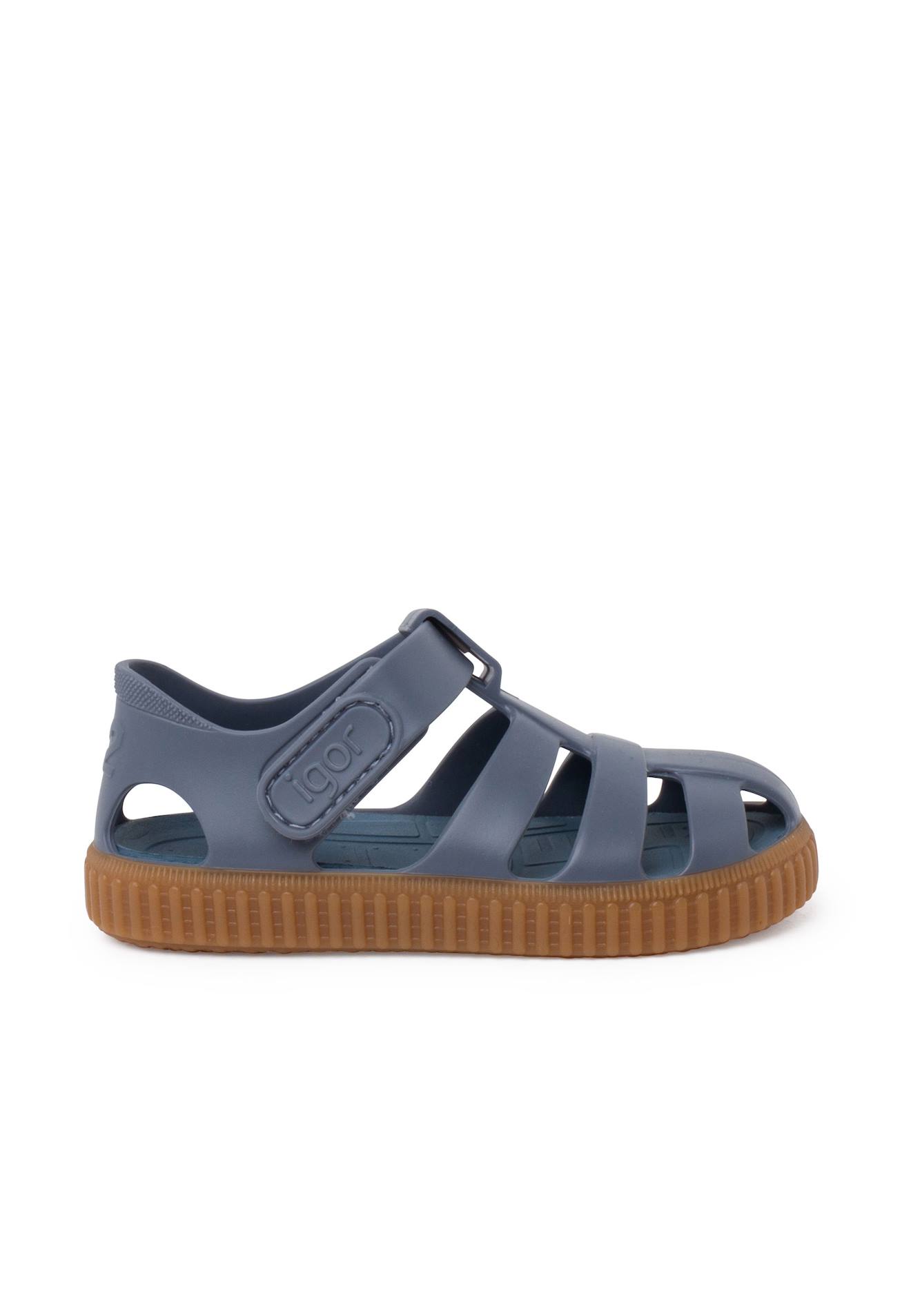 Sandales Plastique Semelle Caramel Bleu