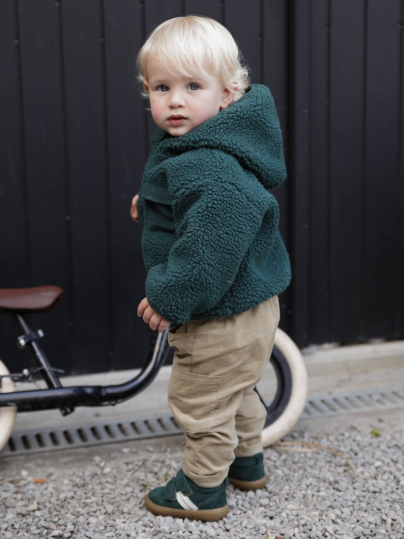Blouson bébé en sherpa vert sapin