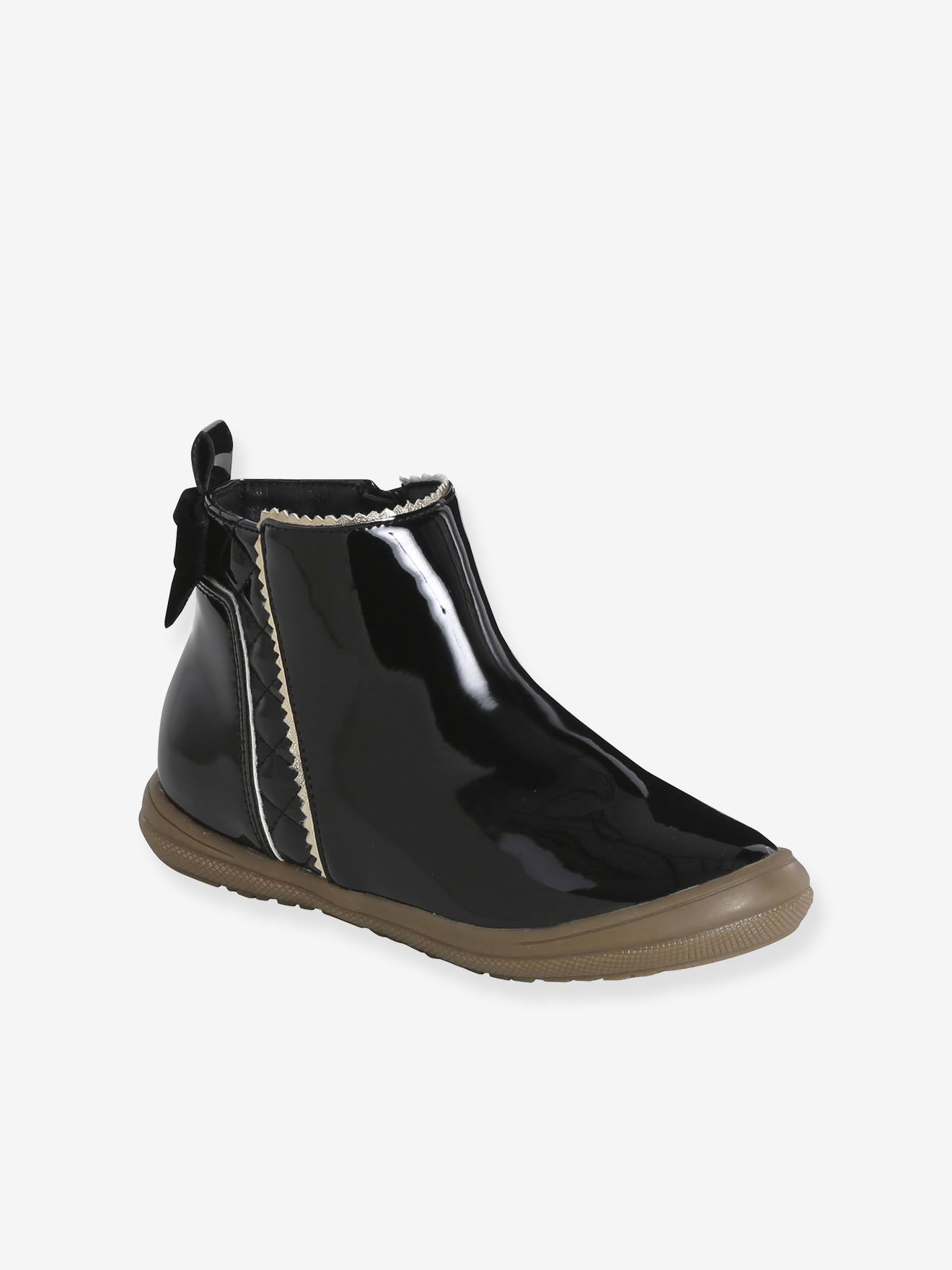 Bottines enfant fille synthétique zippées noir