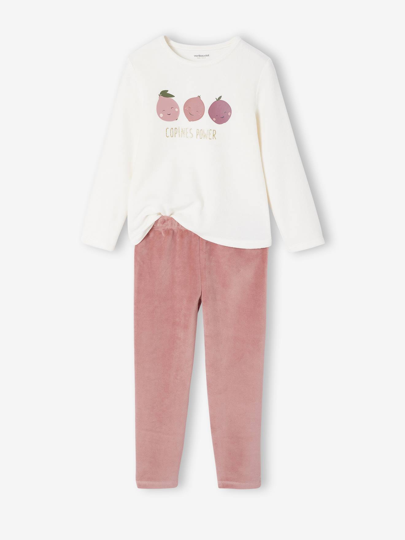 Lot De 2 Pyjamas Fille En Velours Fleuri - Manches Longues, Pantalon élastiqué - 75% Coton, 25% Polyester Recyclé - VERTBAUDET - 2