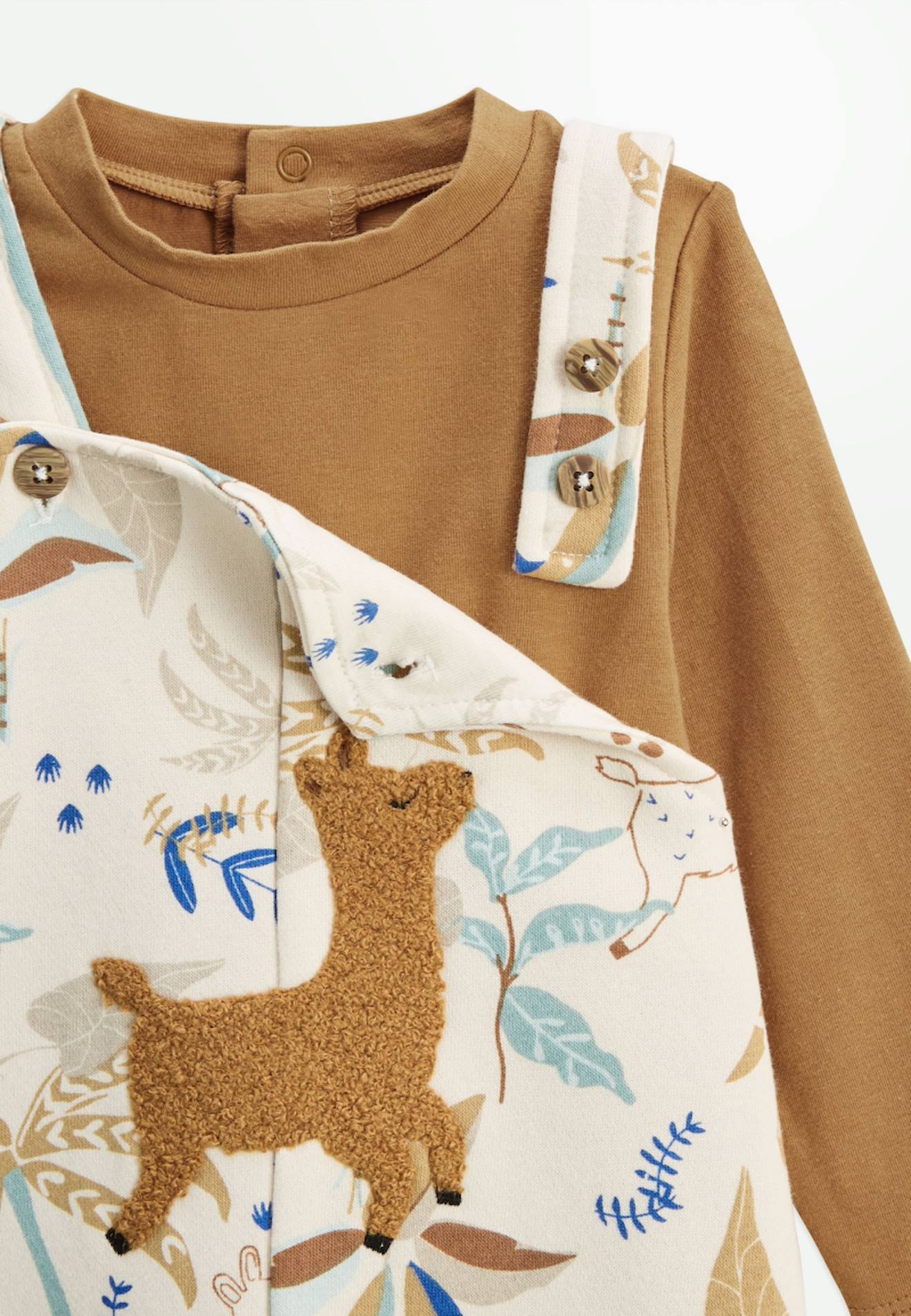 Ensemble Bébé Salopette + T-shirt Mini Loutre En Molleton - Petit Béguin - 5