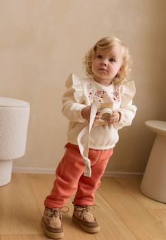 Ensemble Bébé Gilet Et Pantalon En Coton Nid D'abeille Miss Plume Ecru - Petit Beguin