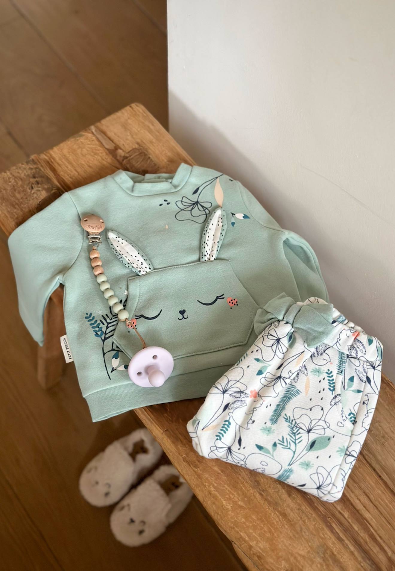 Ensemble Bébé Salopette + T-shirt Mini Loutre En Molleton - Petit Béguin - 3