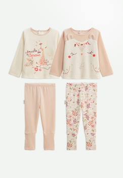 -Lot de 2 pyjamas enfant 2 pièces en velours avec pieds retroussables manouk