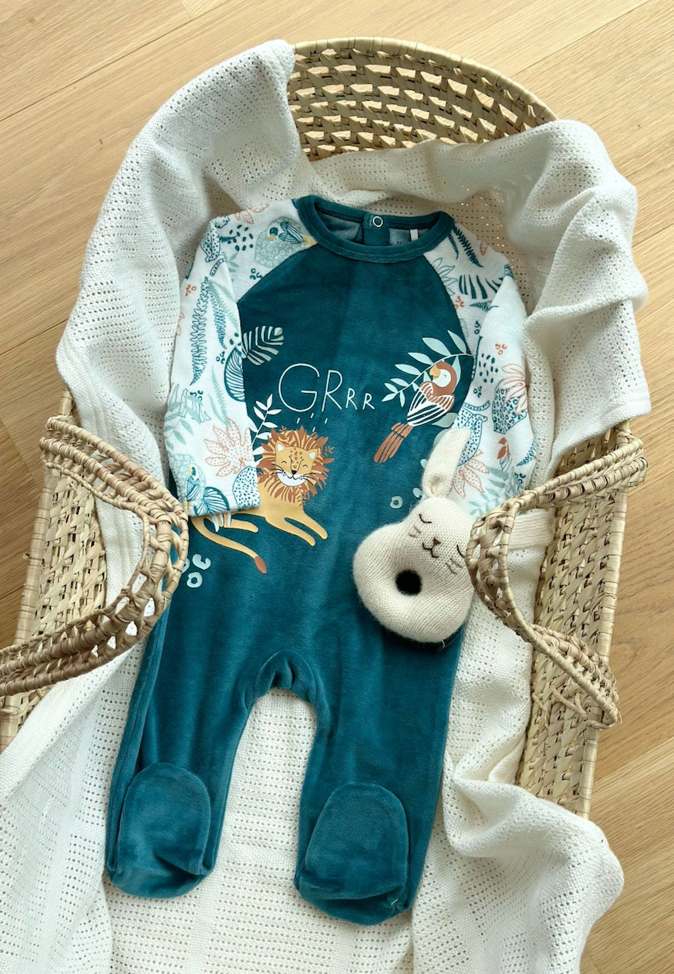 Pyjama Bébé En Velours Roméo Bleu