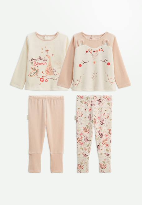 Bébé-Lot de 2 pyjamas 2 pièces en velours avec pieds retroussables manouk