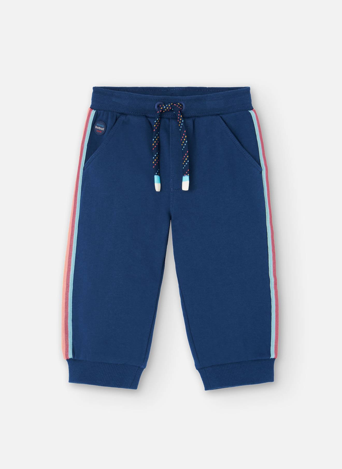 Pantalon Garçon En Molleton À Rayures Bleu