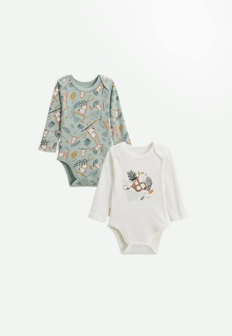 Lot de 2 bodies bébé manches longues cache-cache Ecru 1 - vertbaudet enfant 