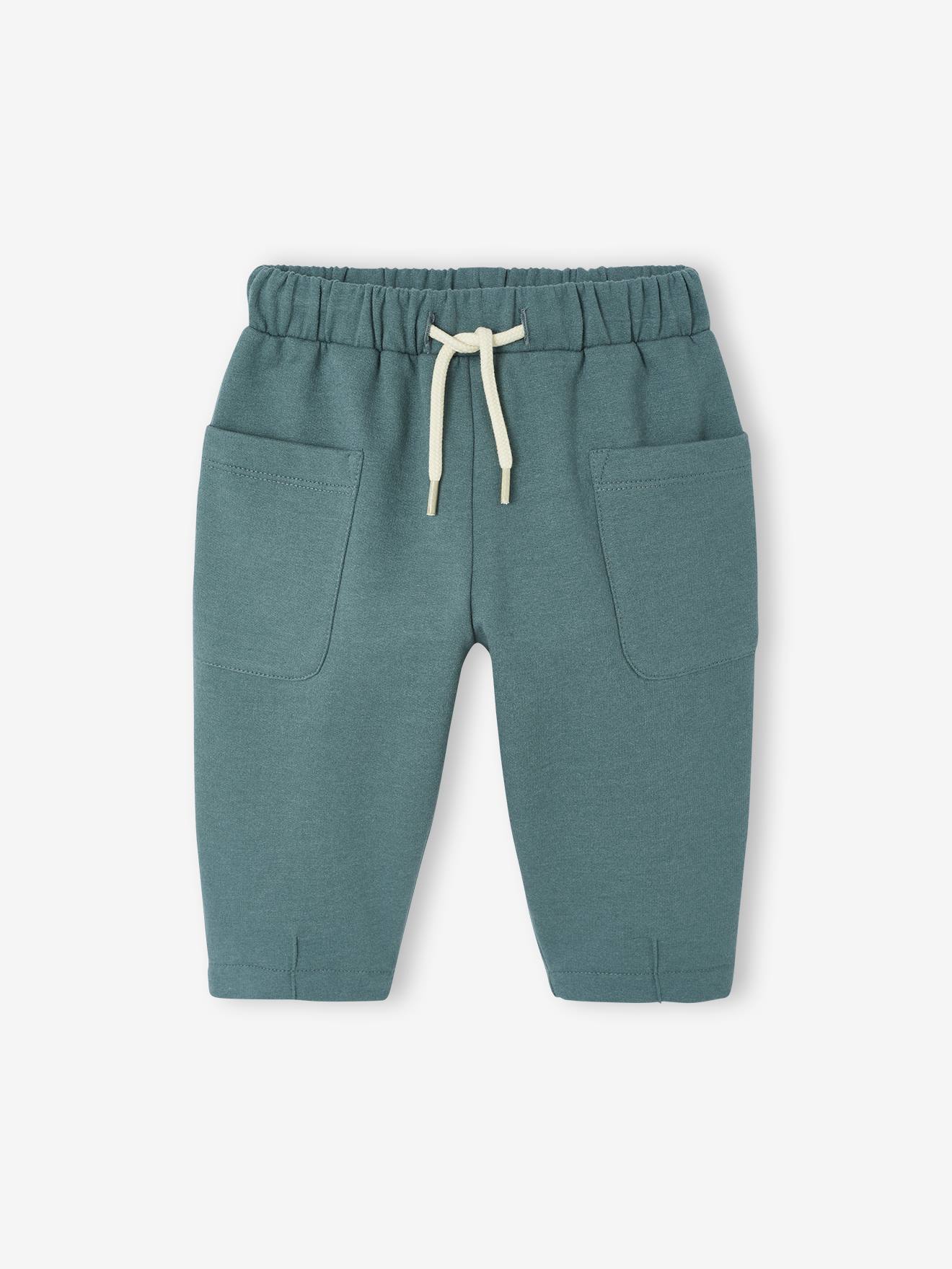 Pantalon large bébé en molleton vert