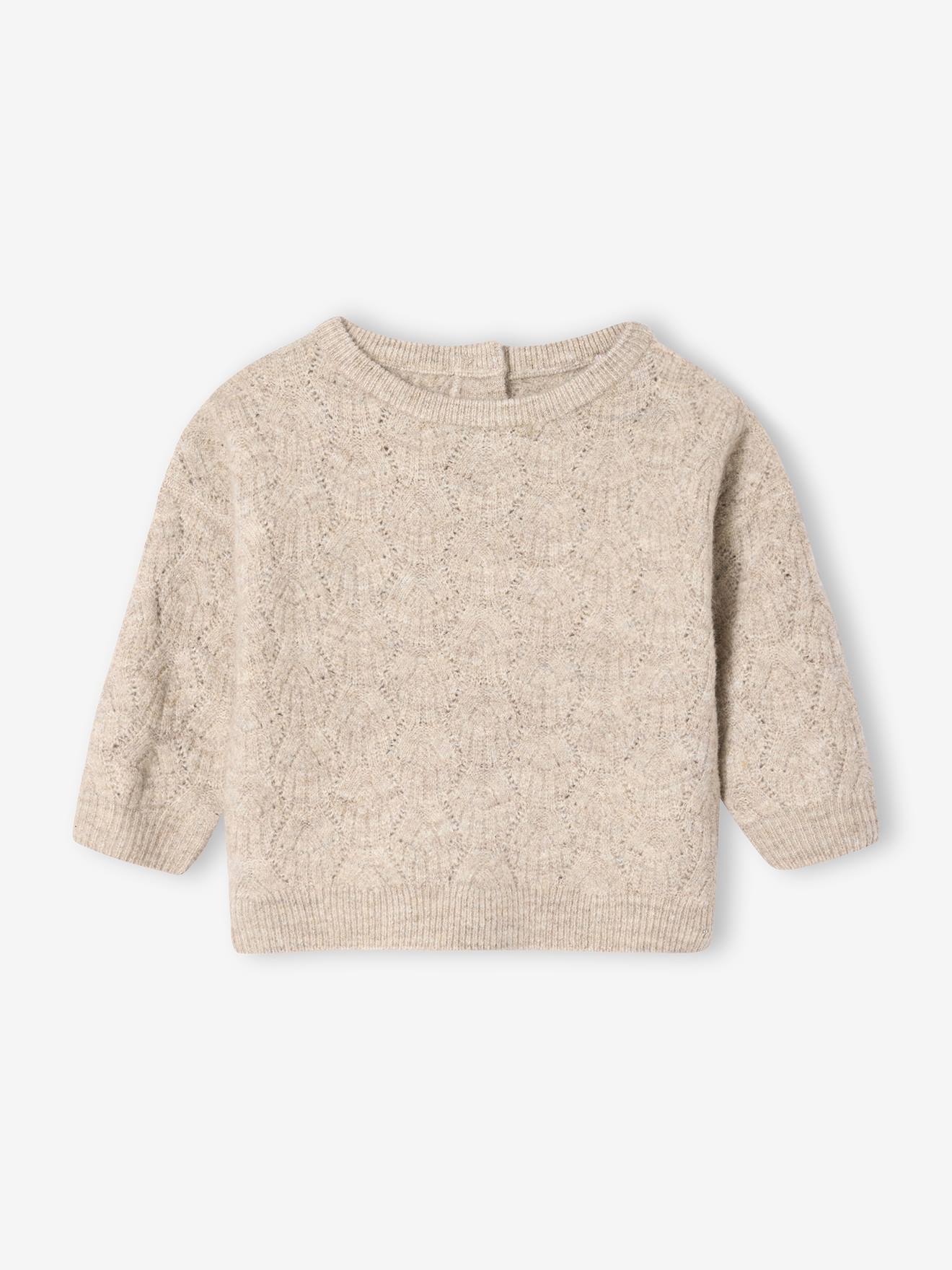 Pull bb en tricot fantaisie ajour beige chin 15 €