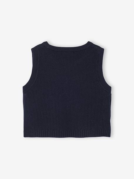 Pull bébé sans manches écru+marine+rose poudré 11 - vertbaudet enfant 