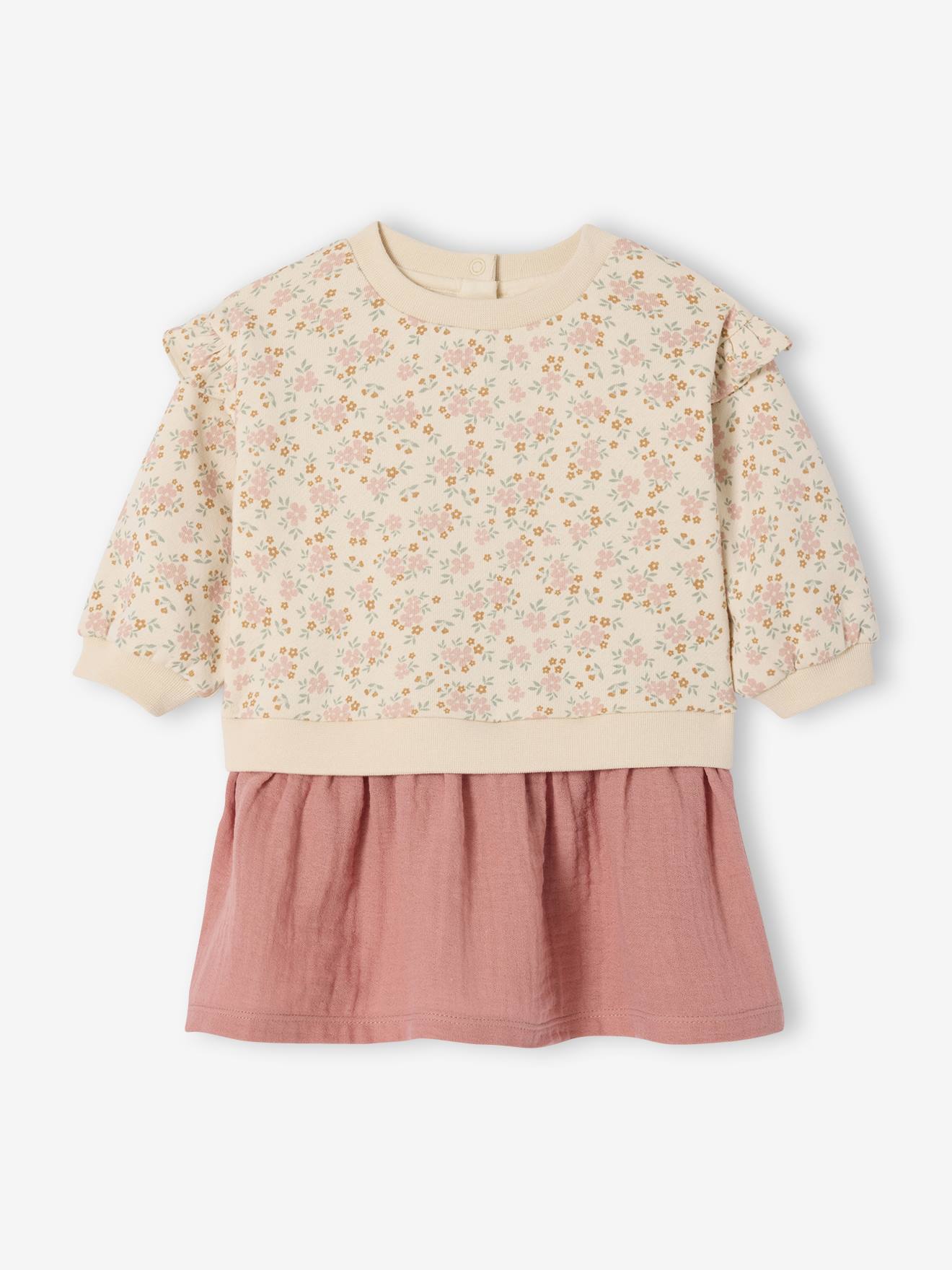 Robe bi-matire manches longues vieux rose 14 €