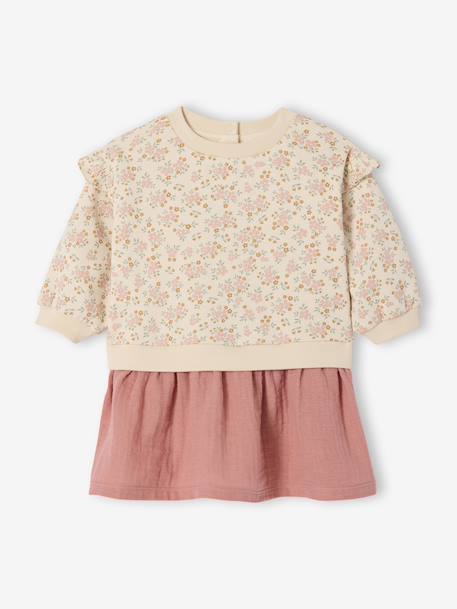 Bébé-Robe bi-matière manches longues