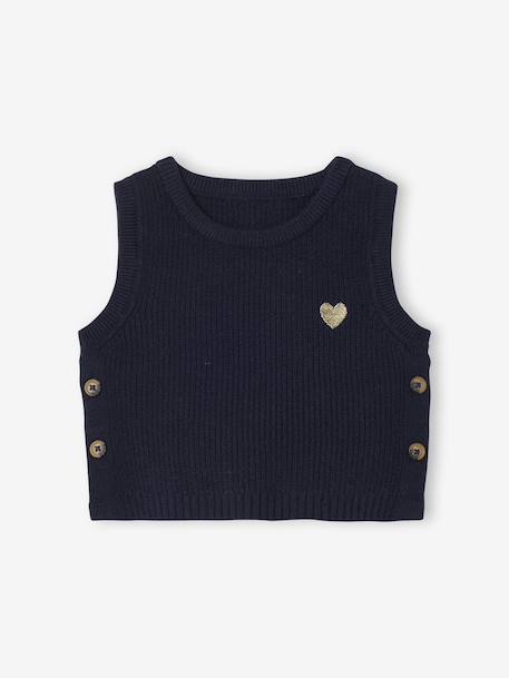 Pull bébé sans manches écru+marine+rose poudré 10 - vertbaudet enfant 