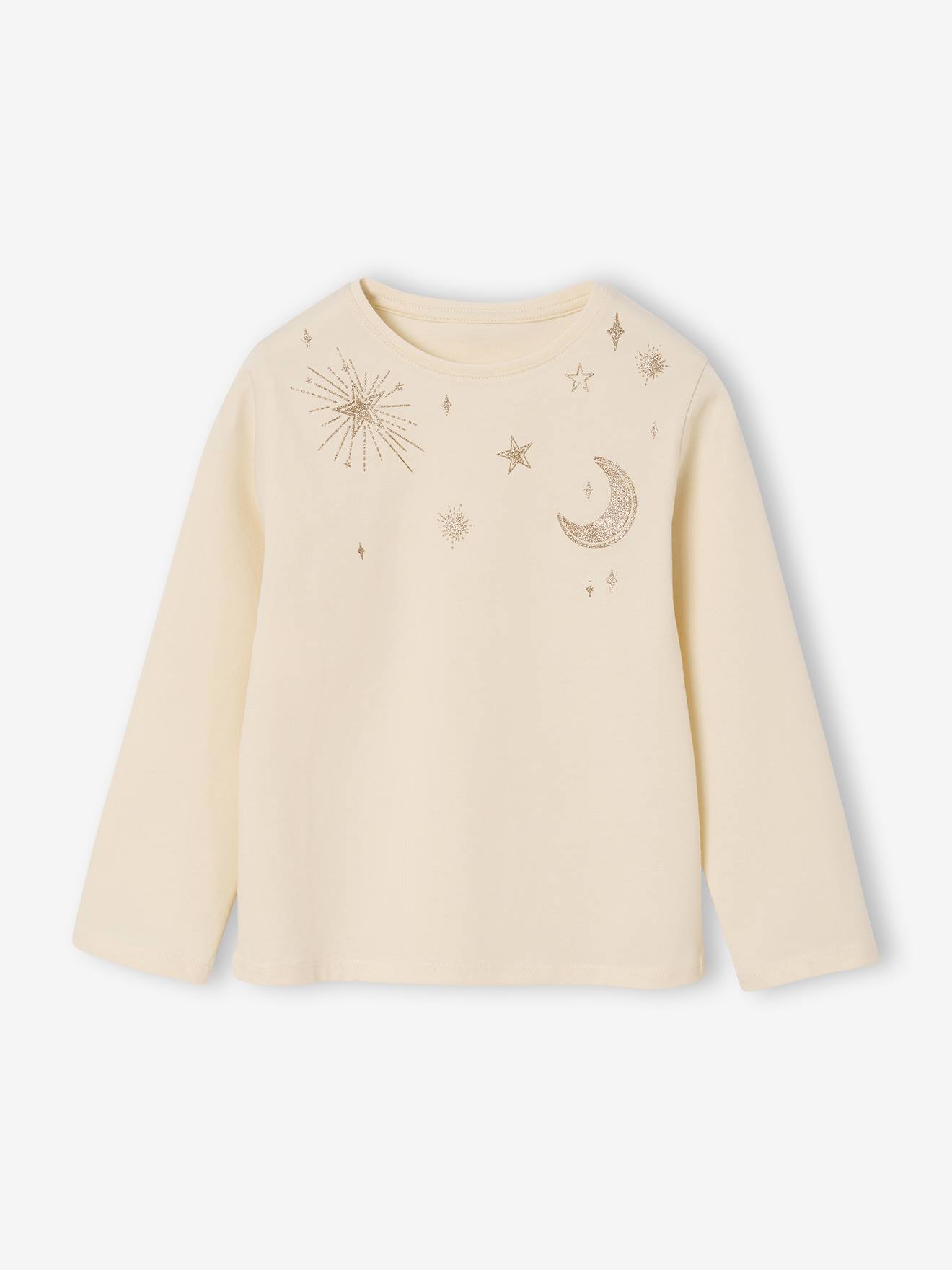 Tee-shirt fille étoiles brillantes vanille