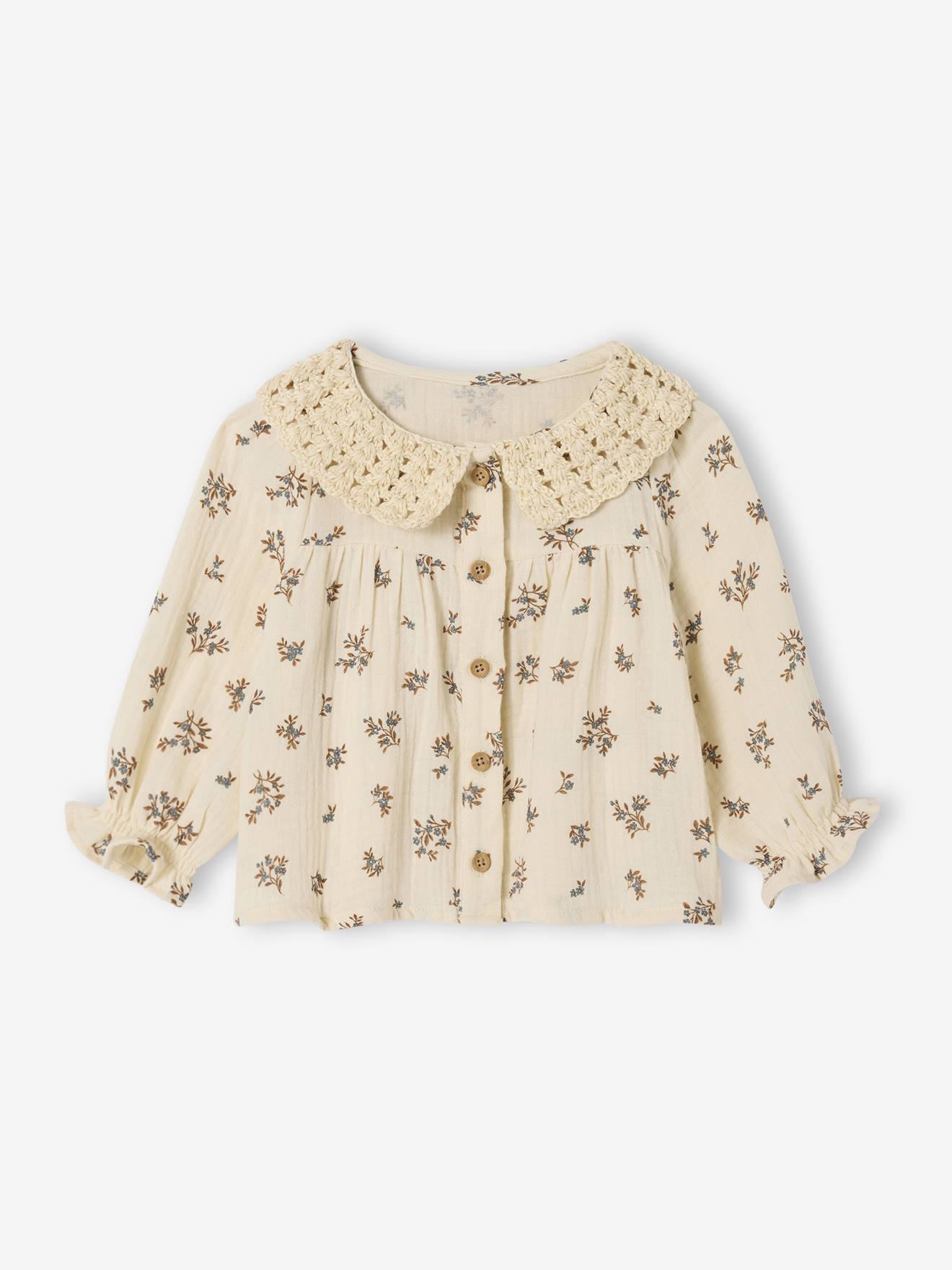 Blouse imprime bb avec col en crochet vanille 17 €